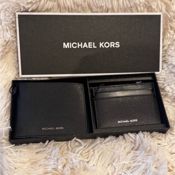 Michael Kors Black Wallet & Card Holder Set